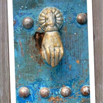 Llamador Mano Puerta Azul